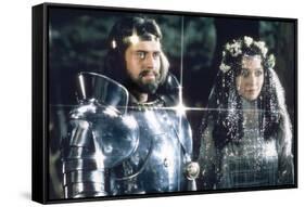 British actors Nigel Terry as King Arthur and Robert Addie as Mordred in the, 1981 film "Excalibur"-null-Framed Stretched Canvas