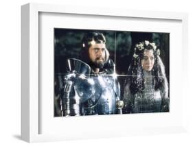 British actors Nigel Terry as King Arthur and Robert Addie as Mordred in the, 1981 film "Excalibur"-null-Framed Photo