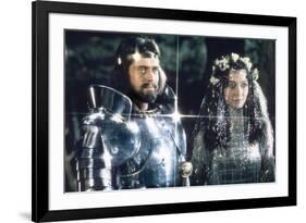 British actors Nigel Terry as King Arthur and Robert Addie as Mordred in the, 1981 film "Excalibur"-null-Framed Photo