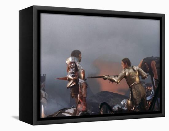 British actors Nigel Terry as King Arthur and Robert Addie as Mordred in the, 1981 film "Excalibur"-null-Framed Stretched Canvas