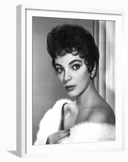 British actress Joan Collins in the 50's (b/w photo)-null-Framed Photo