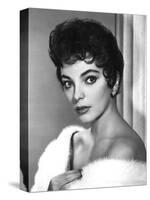 British actress Joan Collins in the 50's (b/w photo)-null-Stretched Canvas