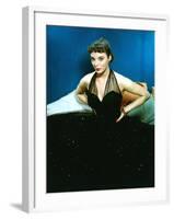 British actress Joan Collins Wwearing halter top dress with rhinestones (photo)-null-Framed Photo