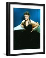 British actress Joan Collins Wwearing halter top dress with rhinestones (photo)-null-Framed Photo