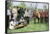 British Administrator of Gambia Meeting with a Native Chief, 1889-null-Framed Stretched Canvas