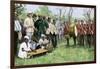 British Administrator of Gambia Meeting with a Native Chief, 1889-null-Framed Giclee Print