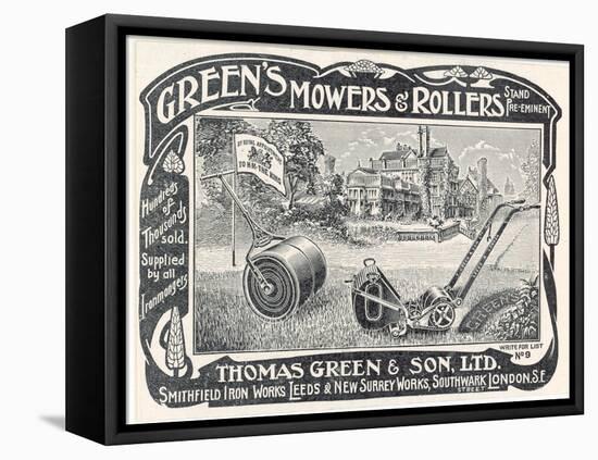 British Advertisement for a Lawn Mower and Garden Roller-null-Framed Stretched Canvas