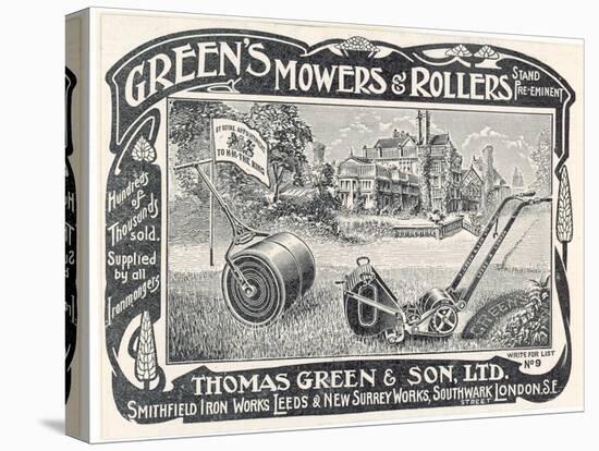 British Advertisement for a Lawn Mower and Garden Roller-null-Stretched Canvas