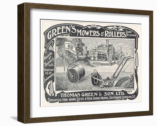 British Advertisement for a Lawn Mower and Garden Roller-null-Framed Art Print