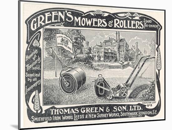 British Advertisement for a Lawn Mower and Garden Roller-null-Mounted Art Print