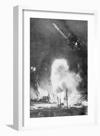 British Air Bombardment over the German Lines, World War I, 1914-1918-Joseph Simpson-Framed Giclee Print