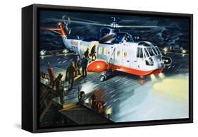 British Airways Rescue Helicopter-Wilf Hardy-Framed Stretched Canvas