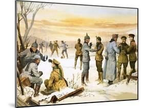 British and German Soldiers Hold a Christmas Truce During the Great War-Angus Mcbride-Mounted Giclee Print