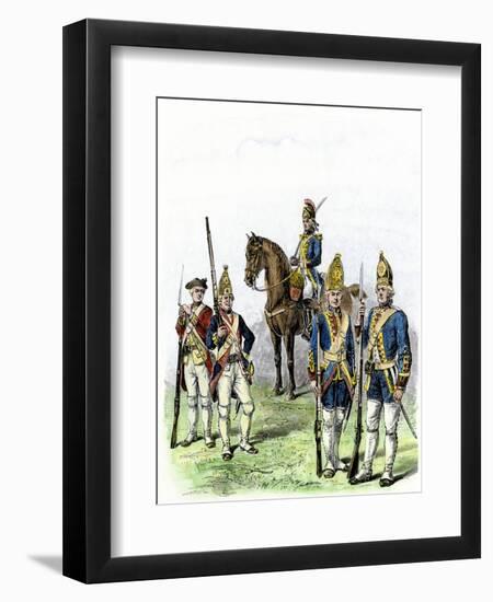 British and Hessian Soldiers in the American Revolution-null-Framed Giclee Print