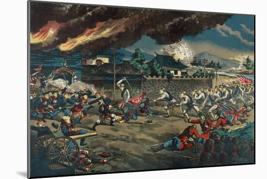 British and Japanese Infantry Engage the Boxers-null-Mounted Art Print