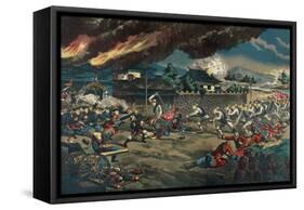 British and Japanese Infantry Engage the Boxers-null-Framed Stretched Canvas