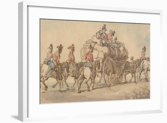 British Army Baggage Wagon and Escort, C.1800-Thomas Rowlandson-Framed Giclee Print