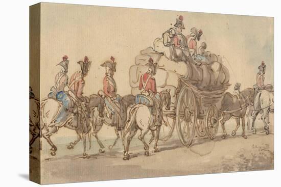 British Army Baggage Wagon and Escort, C.1800-Thomas Rowlandson-Stretched Canvas