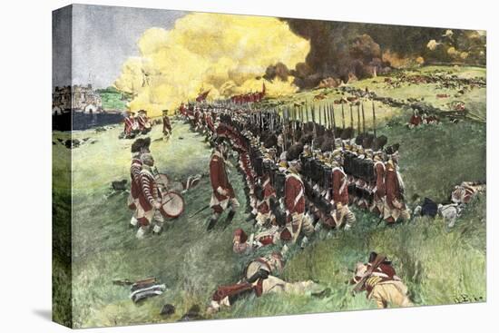 British Army Marching in Formation Up Breed's Hill in the Battle of Bunker Hill, c.1775-null-Stretched Canvas