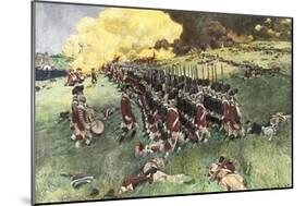 British Army Marching in Formation Up Breed's Hill in the Battle of Bunker Hill, c.1775-null-Mounted Giclee Print