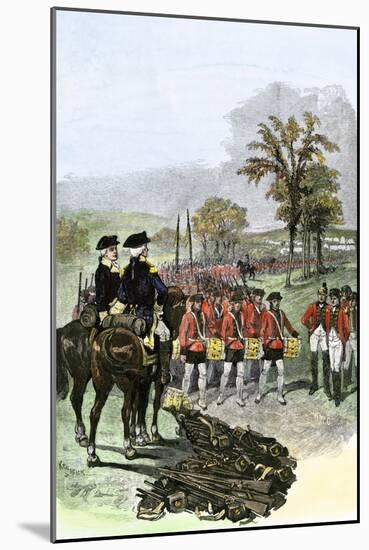 British Army Surrenders to American General Horatio Gates after the Battle of Saratoga, c.1777-null-Mounted Giclee Print