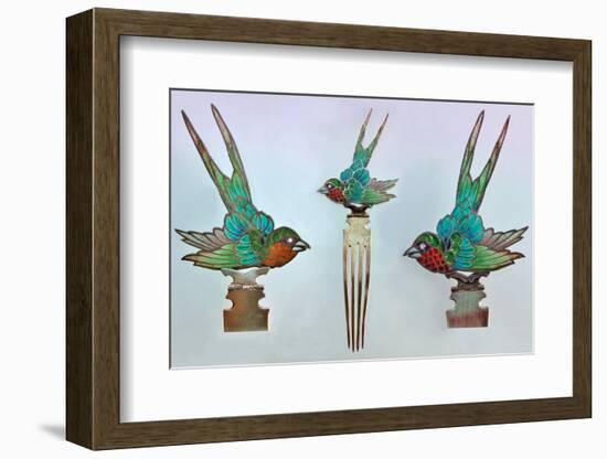 British Arts and Crafts Hair Combs with Swallows-null-Framed Photographic Print