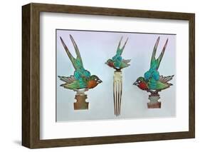 British Arts and Crafts Hair Combs with Swallows-null-Framed Photographic Print