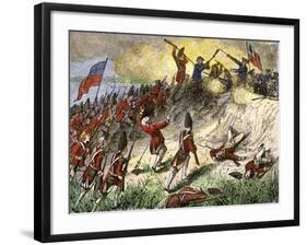 British Assault on the American Position Atop Breed's Hill, Battle of Bunker Hill, c.1775-null-Framed Giclee Print