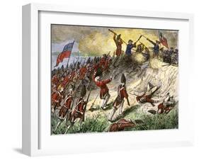 British Assault on the American Position Atop Breed's Hill, Battle of Bunker Hill, c.1775-null-Framed Giclee Print