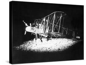 British Bi-Plane Bomber Prepares for a Night Raid During World War One, 1918-null-Stretched Canvas