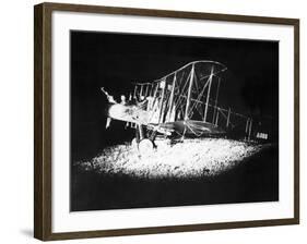 British Bi-Plane Bomber Prepares for a Night Raid During World War One, 1918-null-Framed Photographic Print