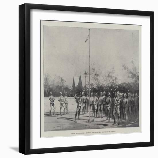 British Bloemfontein, Hoisting the Union Jack Sent by Lady Roberts-Charles Auguste Loye-Framed Giclee Print