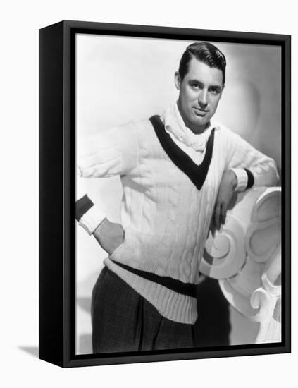 British Born Actor Cary Grant (1904 - 1986), Born Archibald Leach, Wearing a Cricket Sweater-null-Framed Stretched Canvas