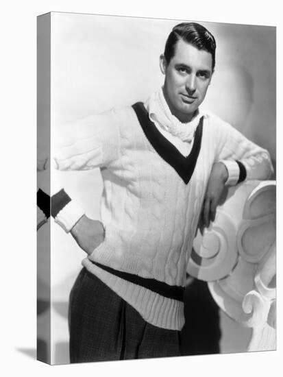 British Born Actor Cary Grant (1904 - 1986), Born Archibald Leach, Wearing a Cricket Sweater-null-Stretched Canvas