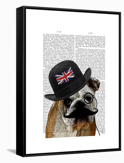 British Bulldog and Bowler Hat-Fab Funky-Framed Stretched Canvas