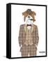 British Bulldog in Tweed Suit-Olga Angellos-Framed Stretched Canvas