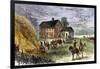 British Burning Patriots' Goods in a Bonfire at Colonel Barrett's House, Battle of Concord, c.1775-null-Framed Giclee Print