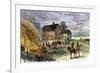 British Burning Patriots' Goods in a Bonfire at Colonel Barrett's House, Battle of Concord, c.1775-null-Framed Giclee Print