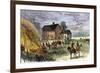 British Burning Patriots' Goods in a Bonfire at Colonel Barrett's House, Battle of Concord, c.1775-null-Framed Giclee Print