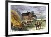 British Burning Patriots' Goods in a Bonfire at Colonel Barrett's House, Battle of Concord, c.1775-null-Framed Giclee Print