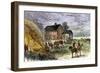 British Burning Patriots' Goods in a Bonfire at Colonel Barrett's House, Battle of Concord, c.1775-null-Framed Giclee Print