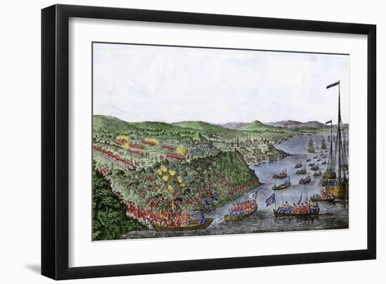 British Capturing Quebec in the Battle of the Plains of Abraham, French and Indian War, c.1759-null-Framed Premium Giclee Print