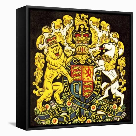 British Coat of Arms-English School-Framed Stretched Canvas
