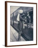 British Colonial Army Officer Being Shaved During a Train Stop to the Himalayas-null-Framed Giclee Print