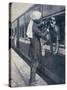 British Colonial Army Officer Being Shaved During a Train Stop to the Himalayas-null-Stretched Canvas