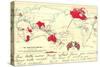 British Colonial Map - the British Empire-Post Card-Stretched Canvas