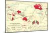 British Colonial Map - the British Empire-Post Card-Mounted Art Print