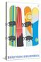 British Columbia, Canada, Snowboards in the Snow-Lantern Press-Stretched Canvas