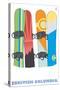 British Columbia, Canada, Snowboards in the Snow-Lantern Press-Stretched Canvas