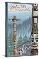 British Columbia, Canada - Totem Pole-Lantern Press-Stretched Canvas